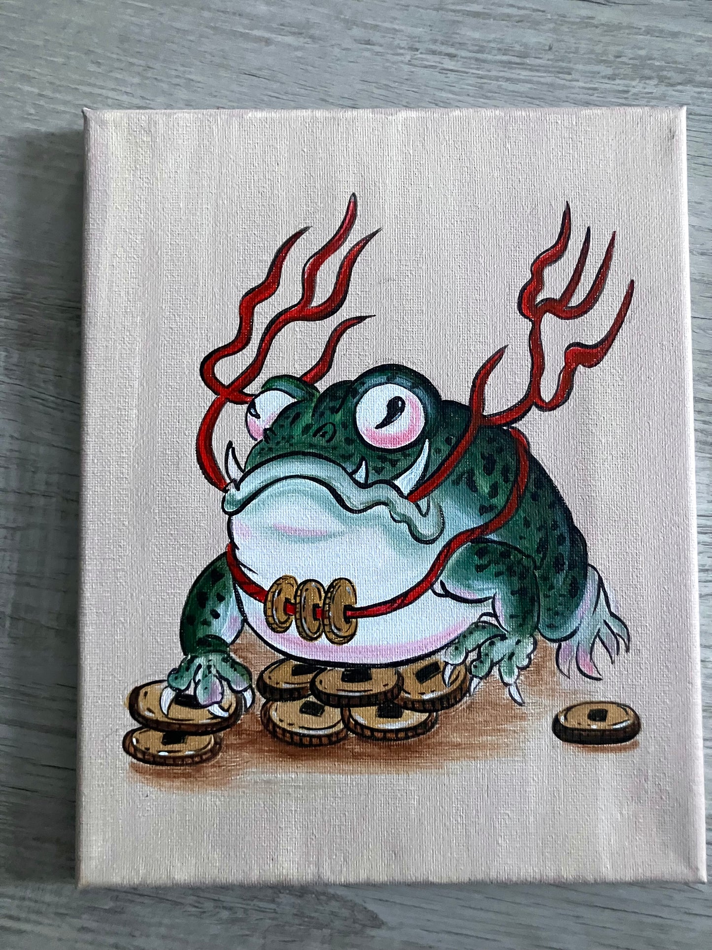 Japanese Lucky toad painting