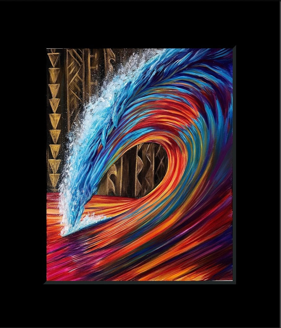 Hawaiian tribal wave art print