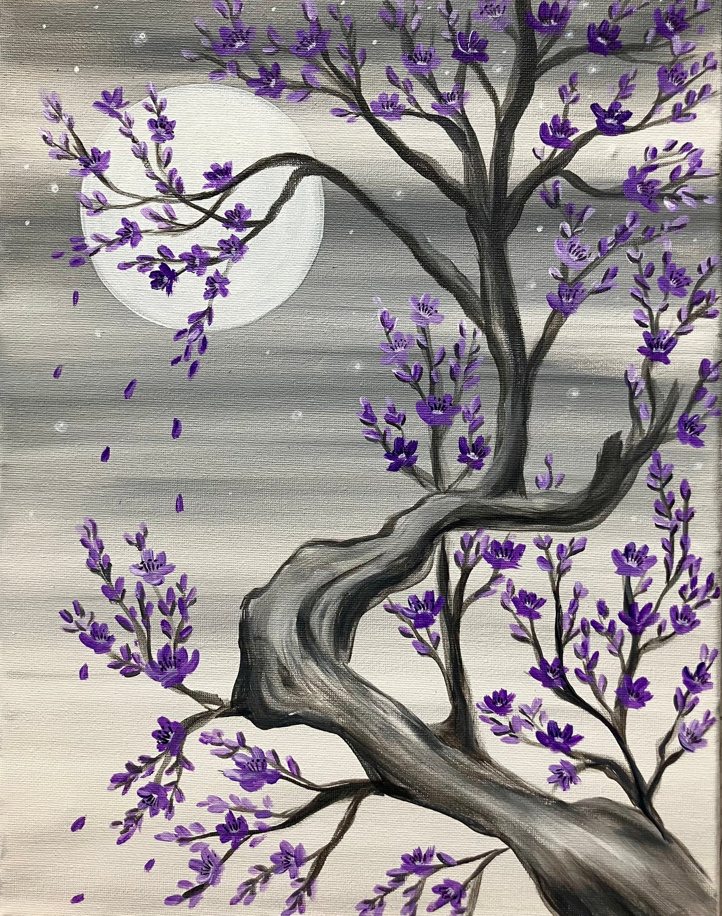 Purple cherry blossom painting