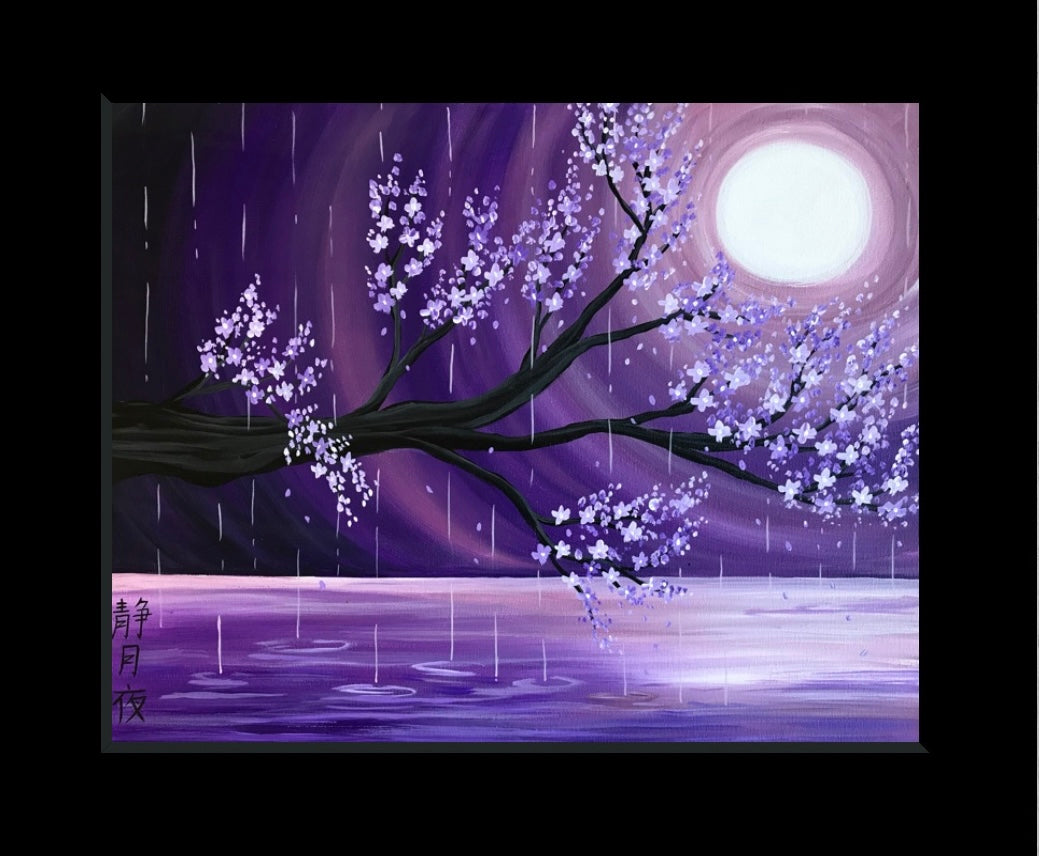 Purple cherry blossom art