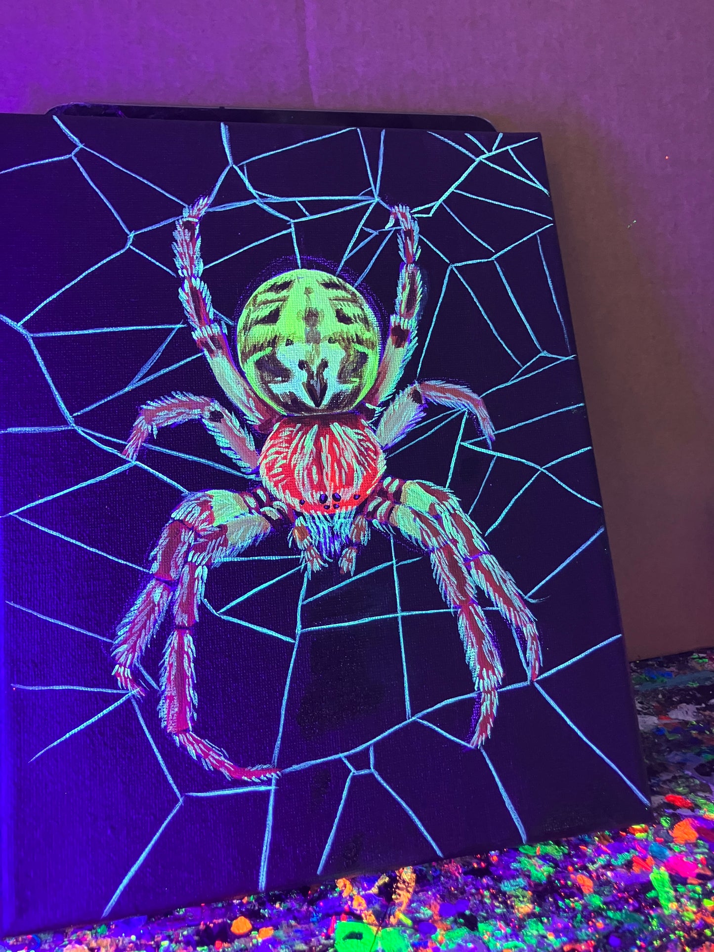 Spider blacklight painting