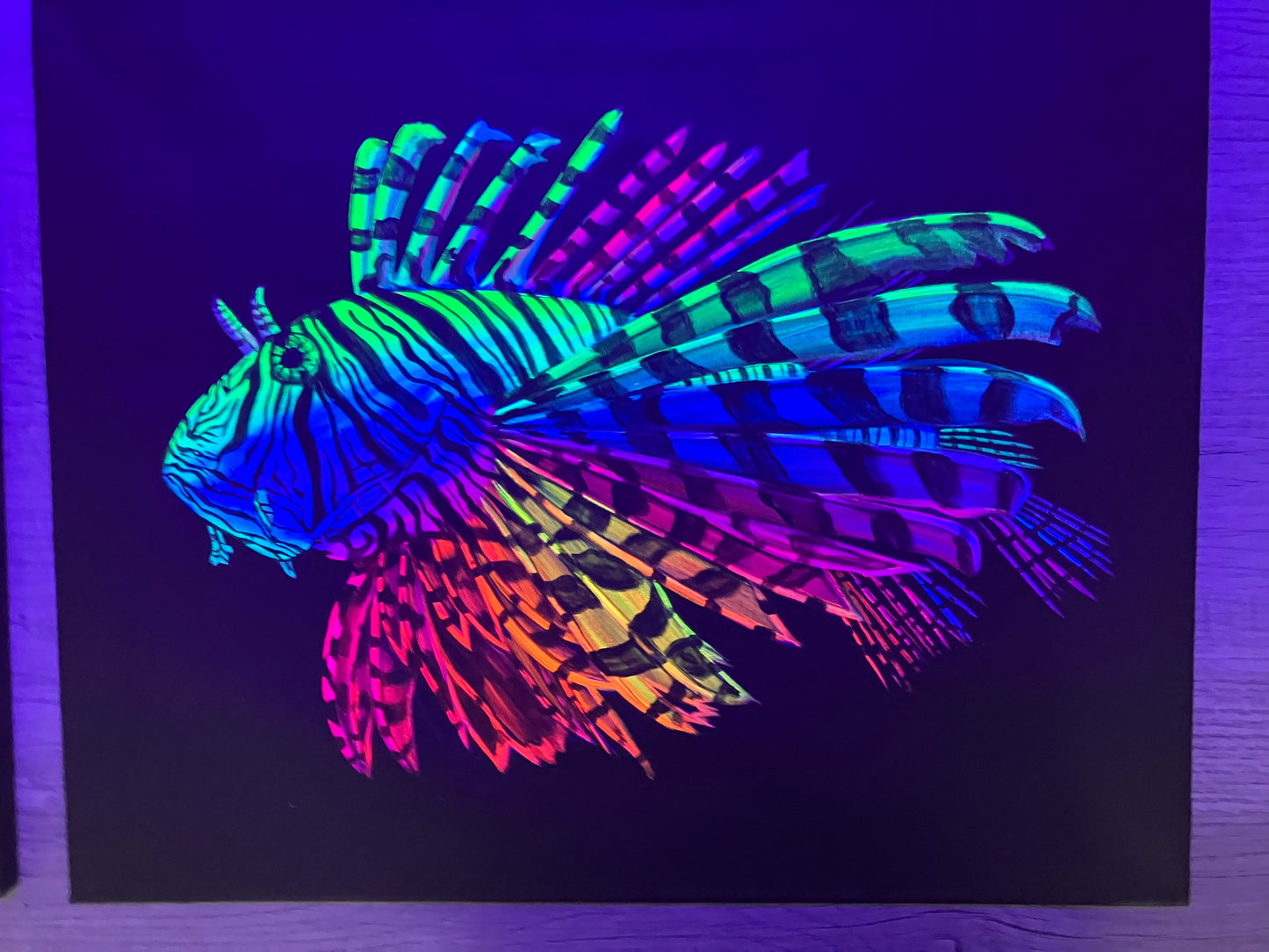 Lionfish original blacklight painting