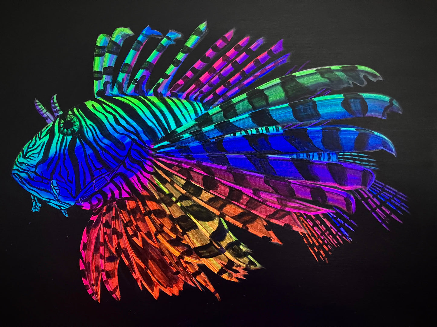 Lionfish original blacklight painting