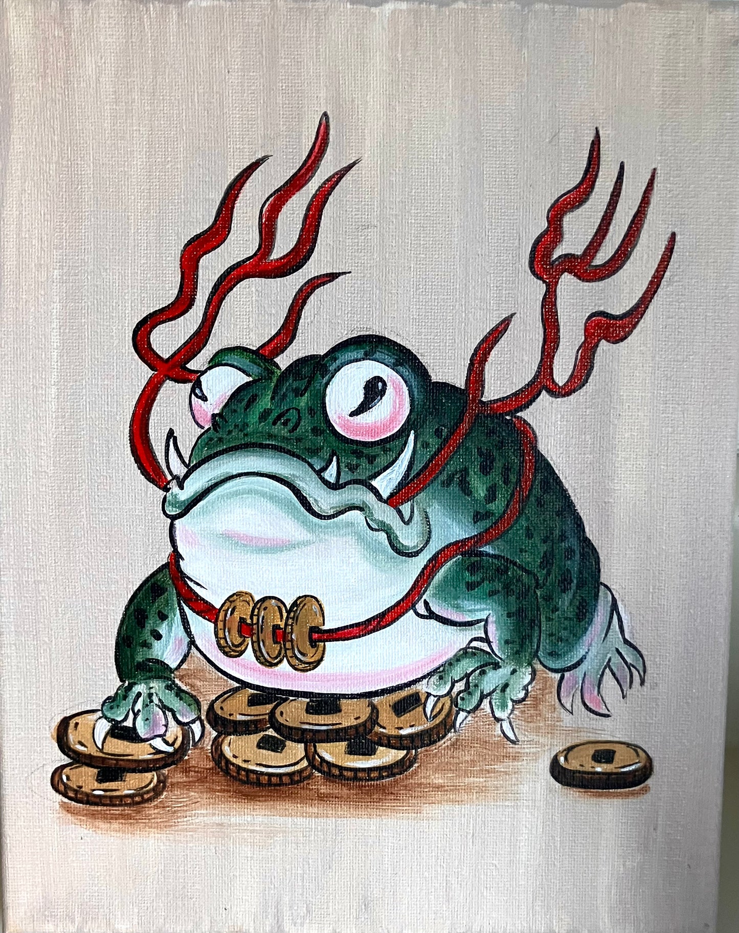 Japanese Lucky toad painting