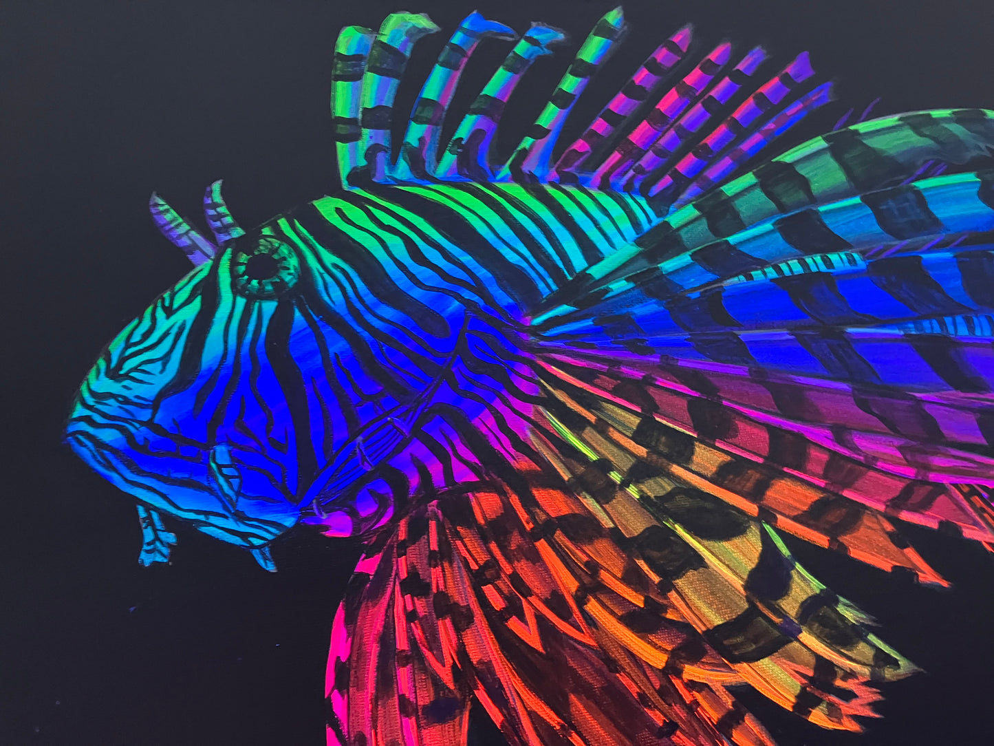 Lionfish original blacklight painting