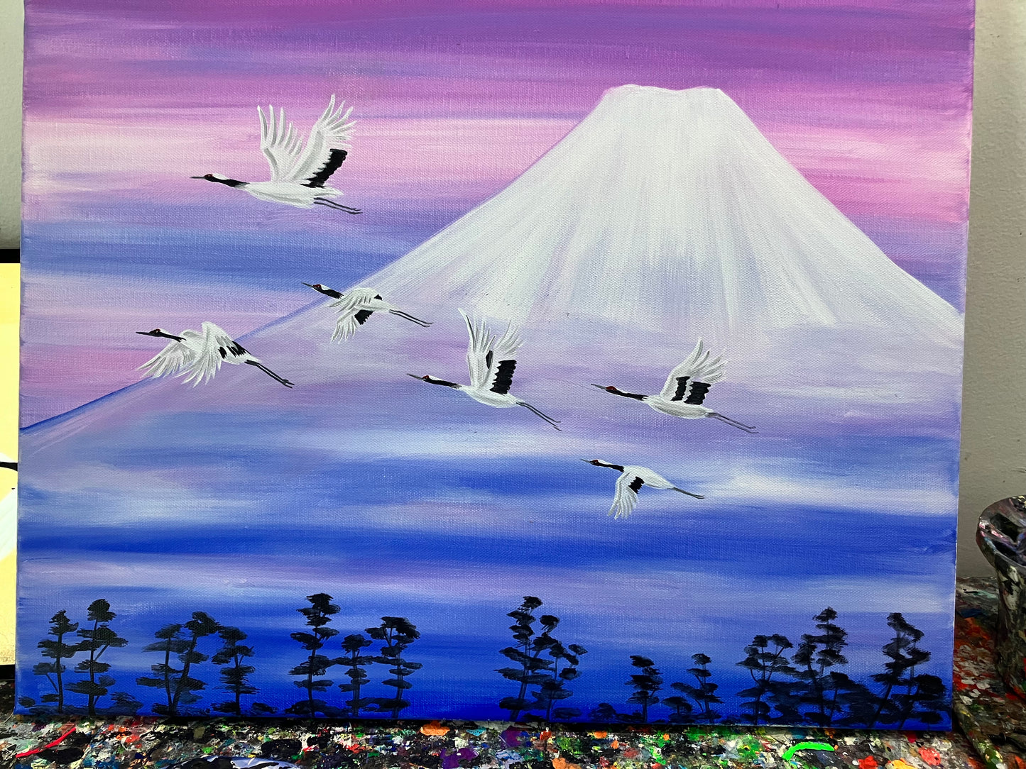 Mount Fuji Crane birds