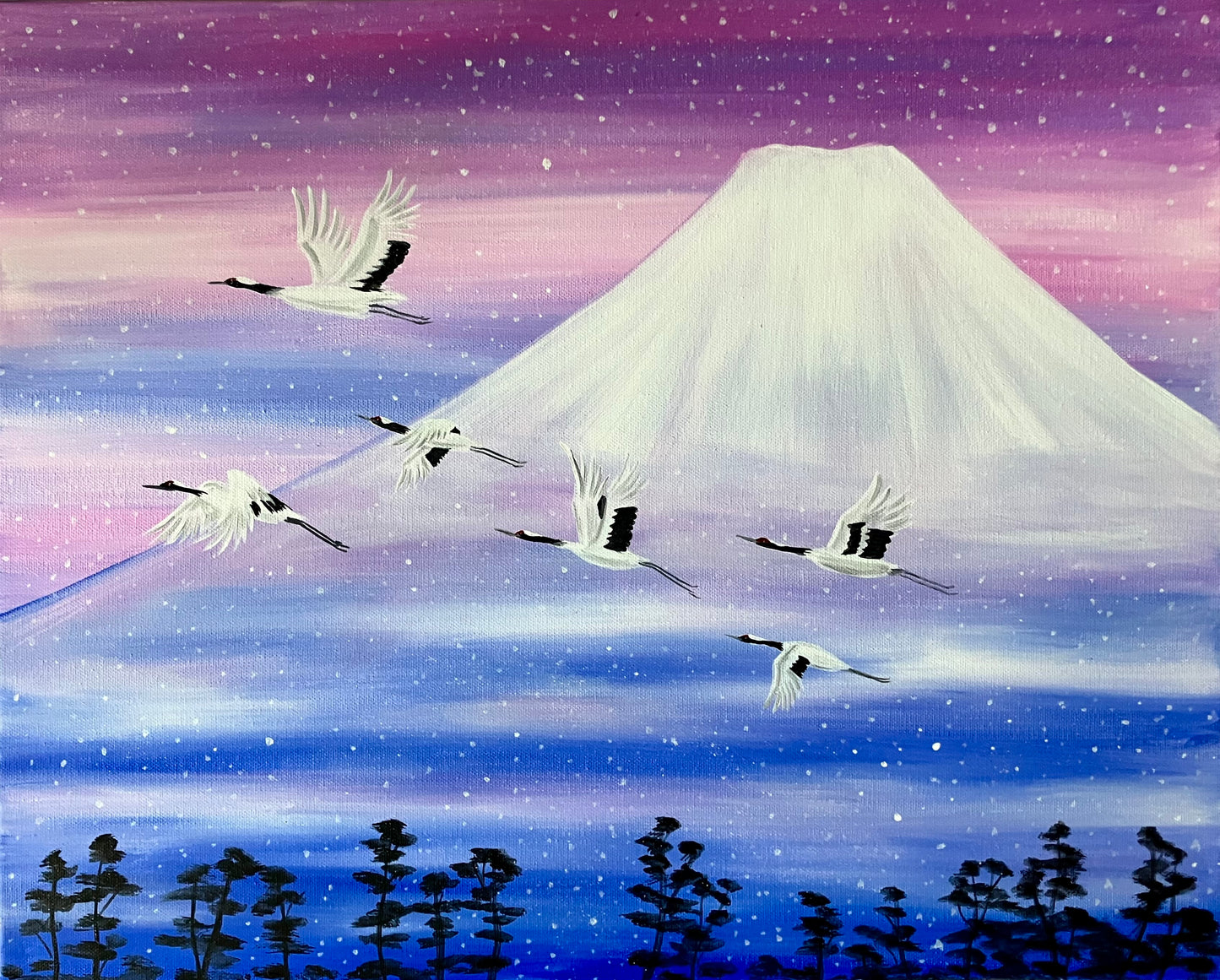Mount Fuji Crane birds