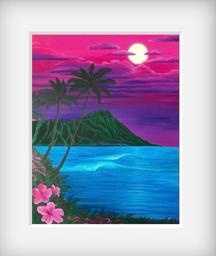 Leahi diamond head Hawaiian art print