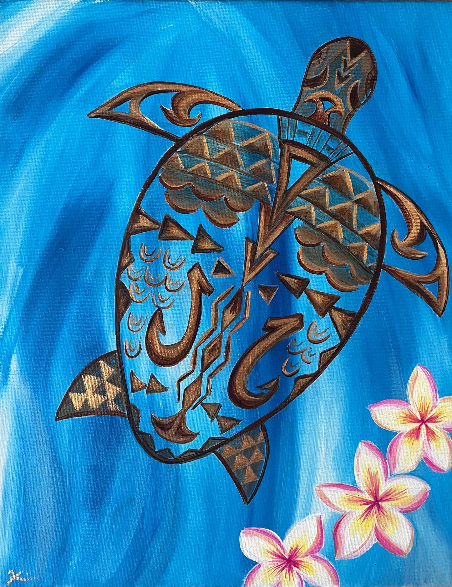 Hawaiian honu tribal painting