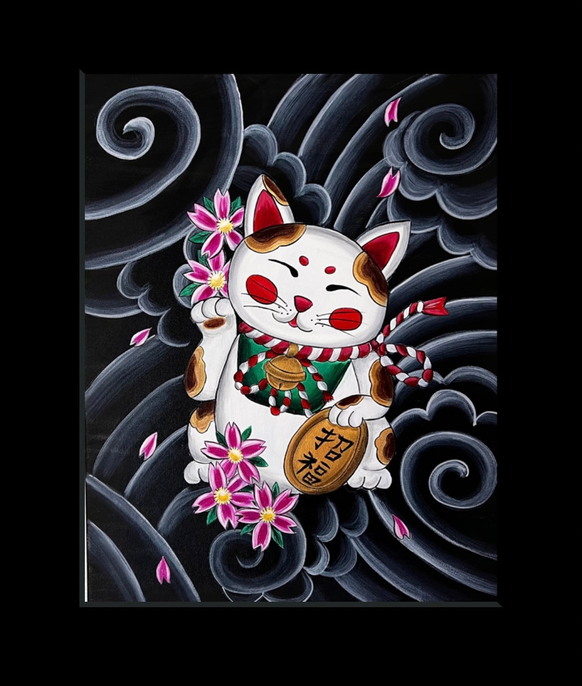 Japanese cat art print Maneki neko