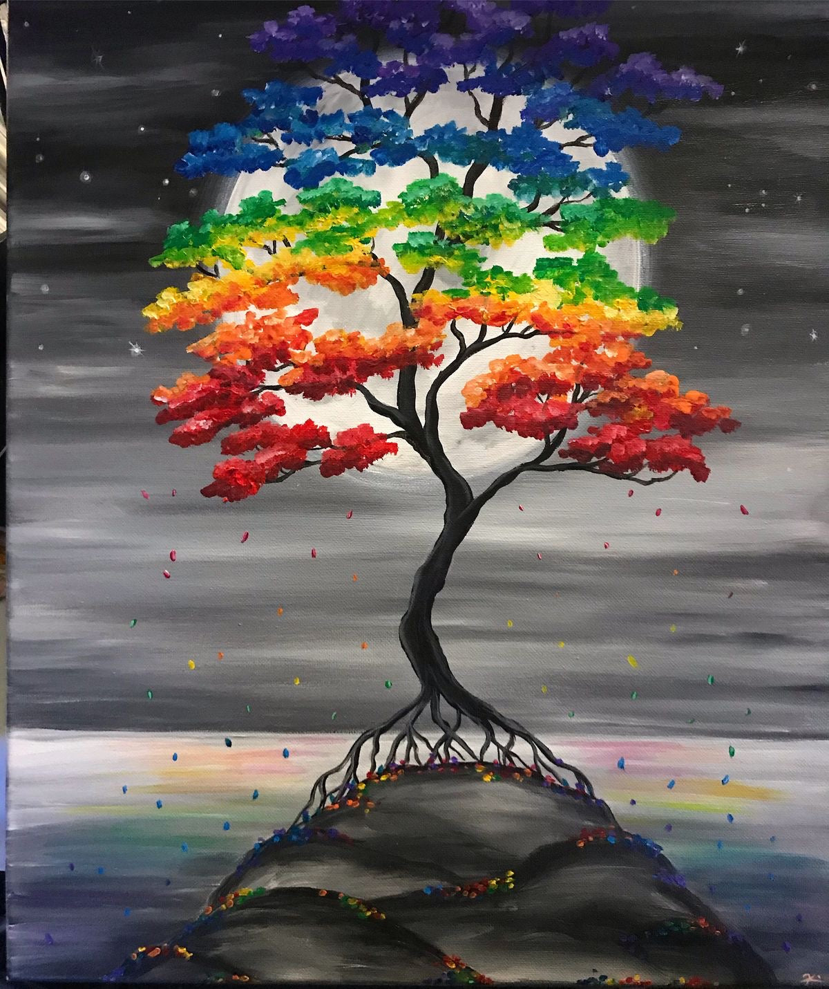 Rainbow bonsai tree art Japanese