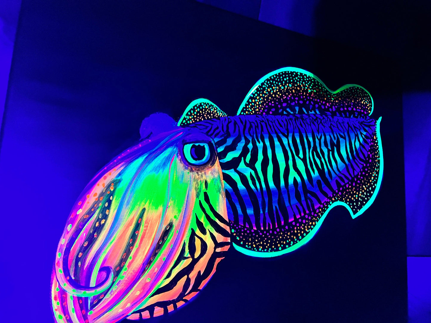 Blacklight Cuttlefish painting