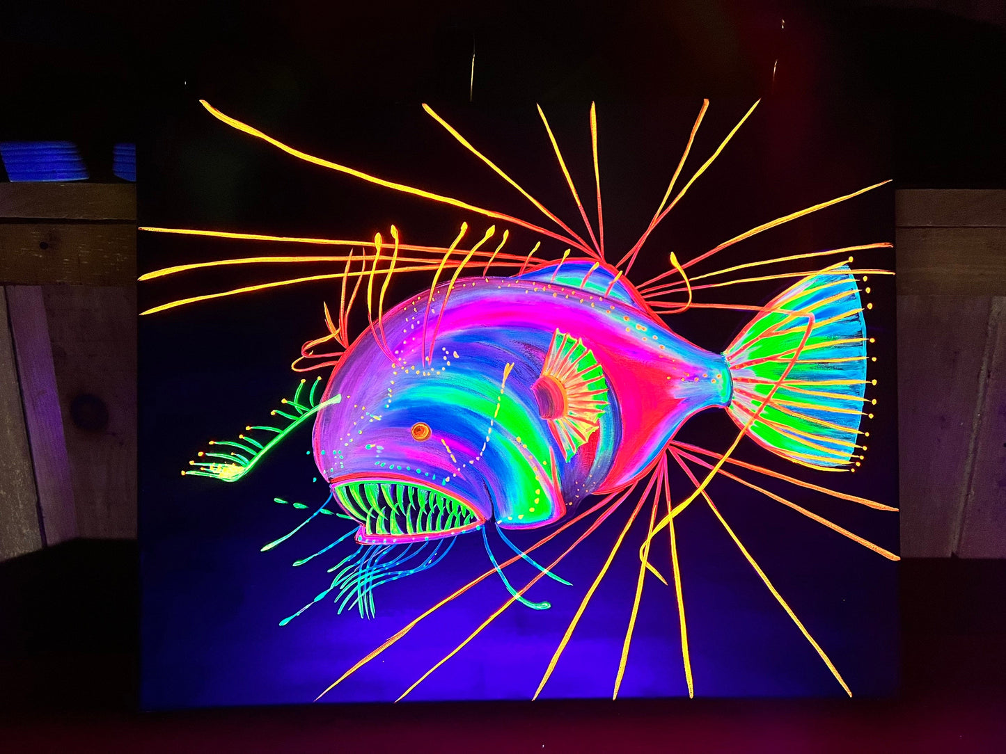 Original Blacklight Anglerfish painting