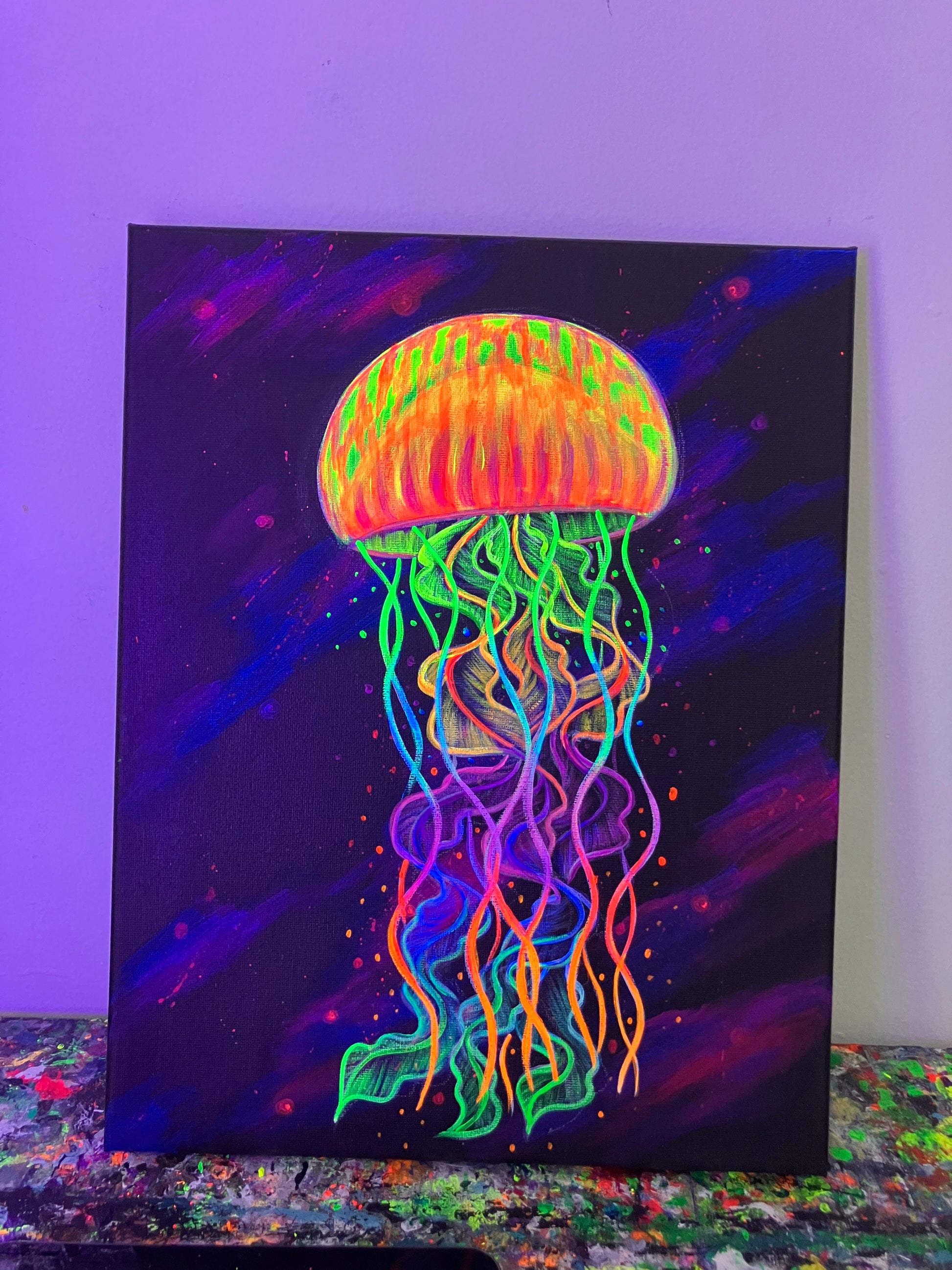 Blacklight jellyfish painting full size