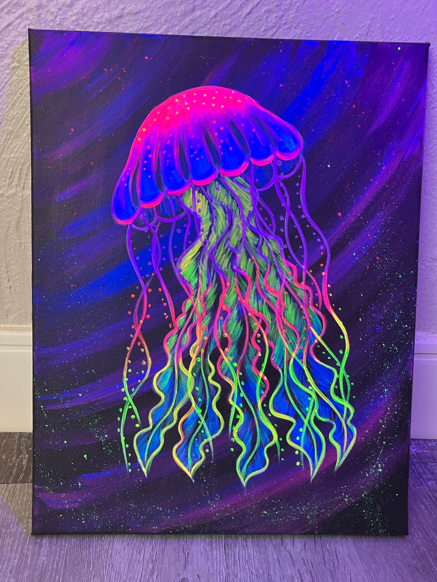 Rainbow jellyfish painting full view
