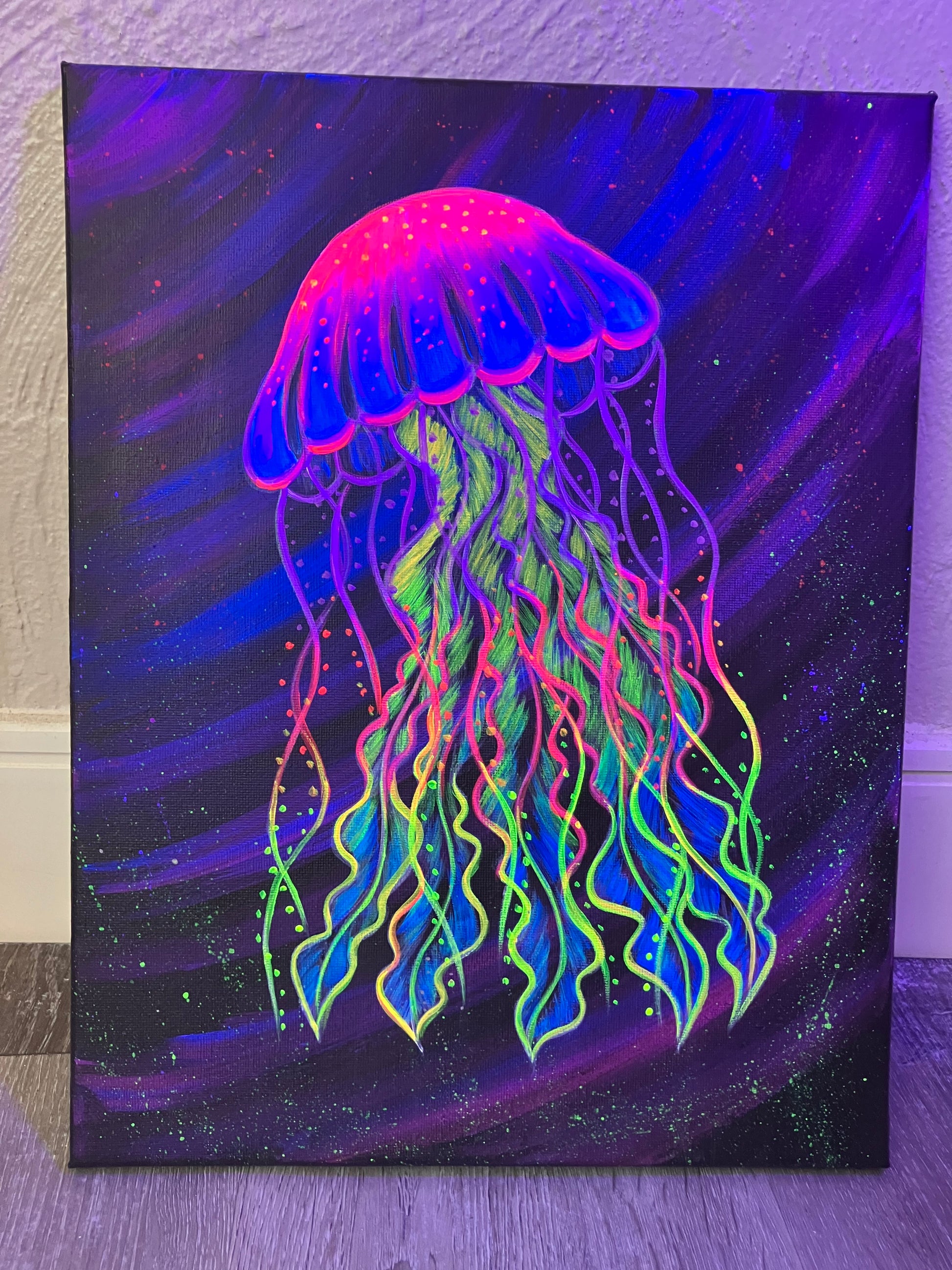 Rainbow jellyfish painting full view
