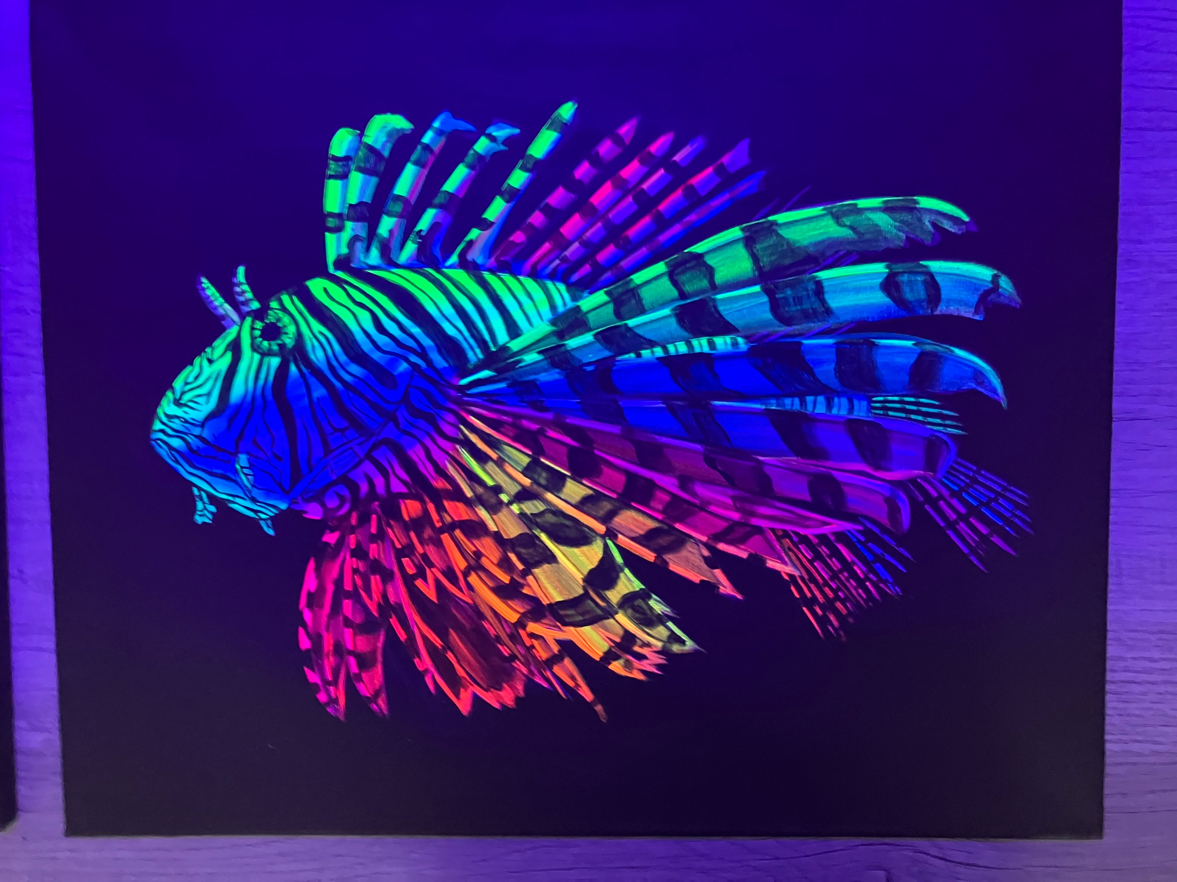 Lionfish original blacklight painting