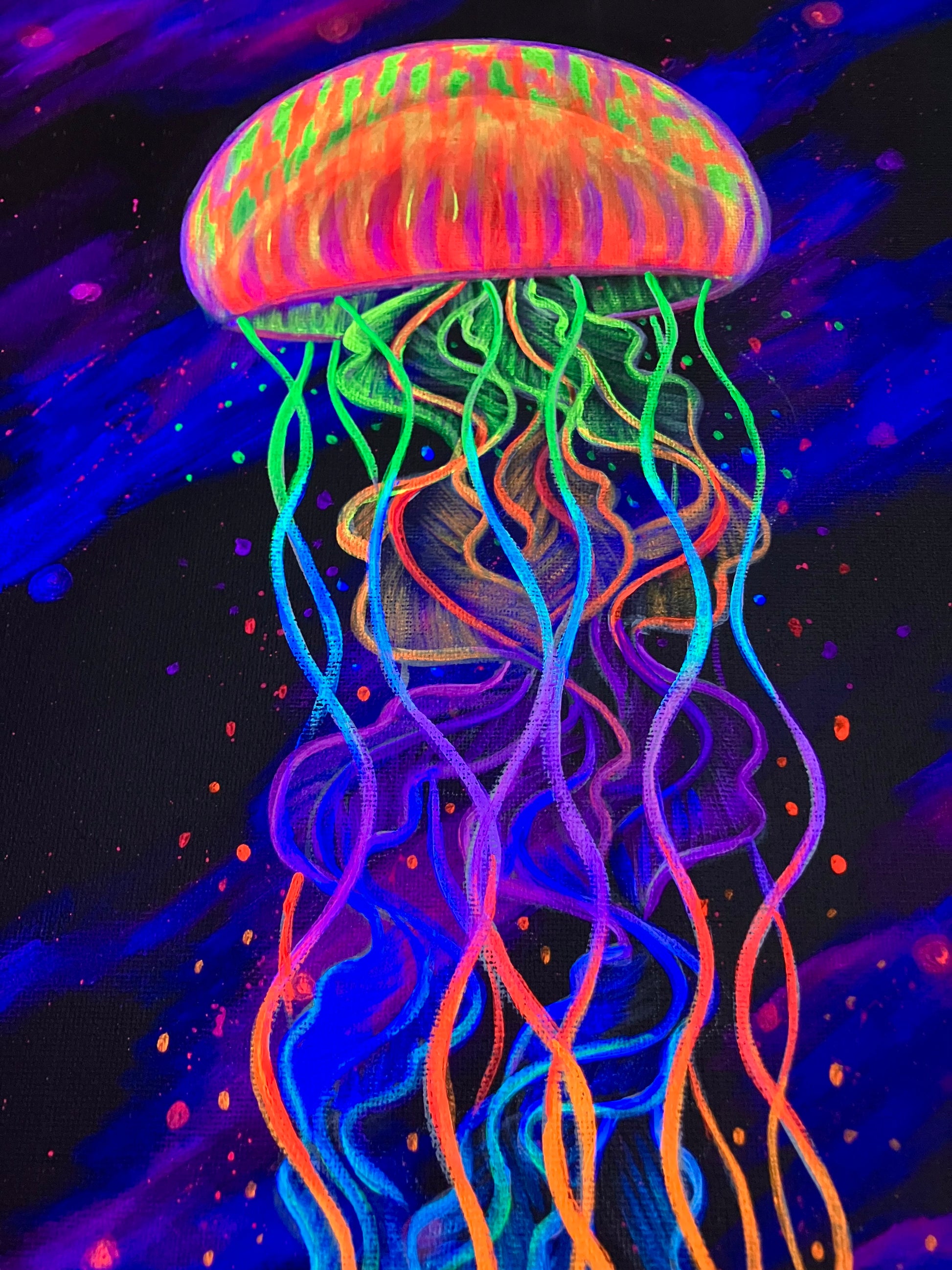 Blacklight jellyfish up close