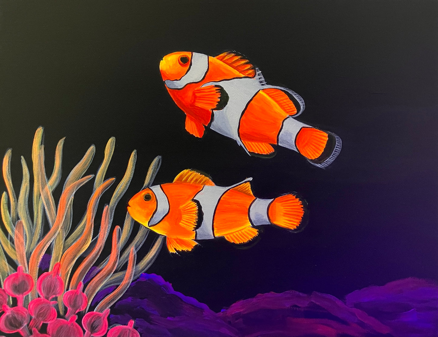 Clown fish blacklight painting 