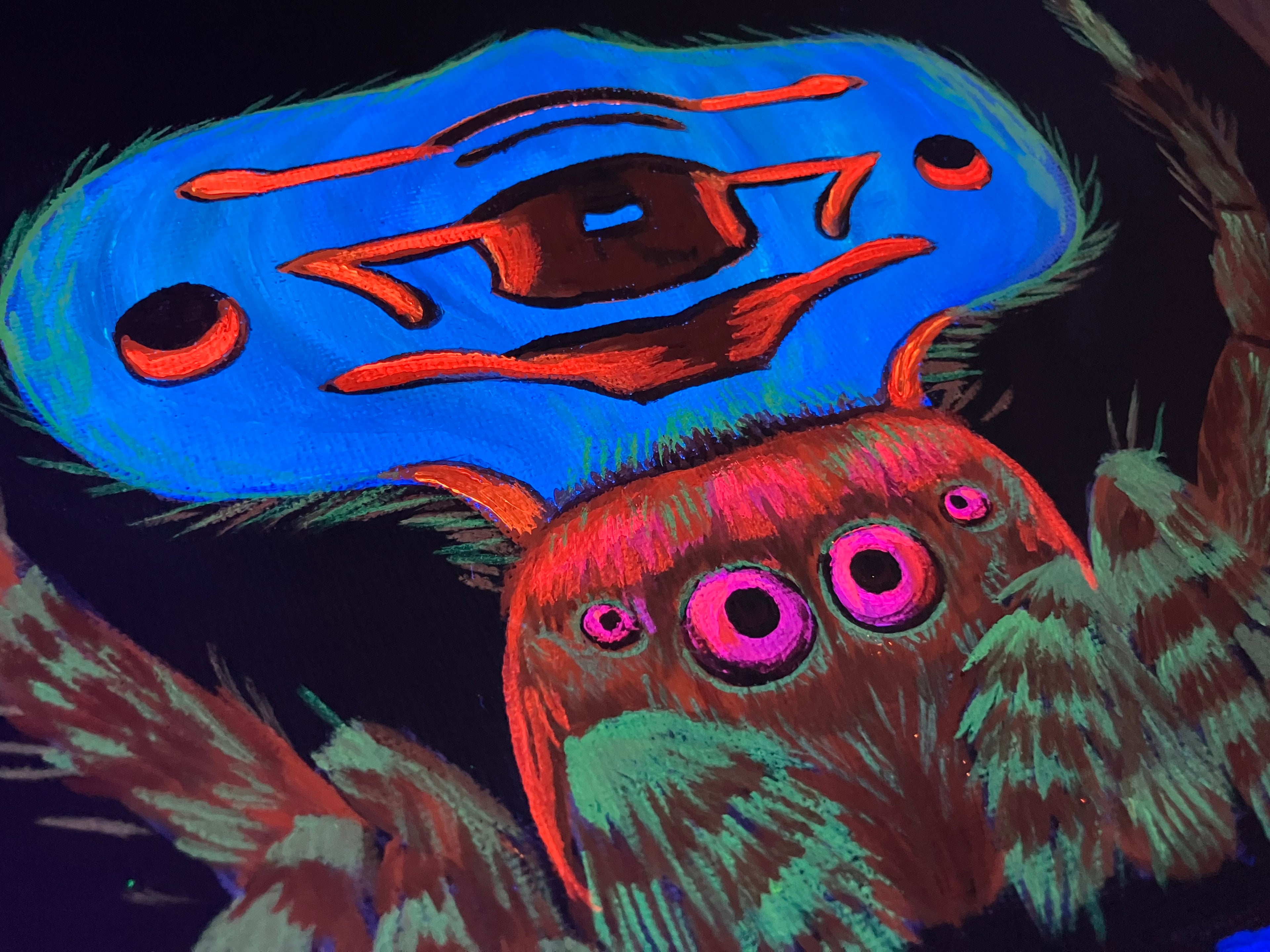 Peacock jumping spider painting