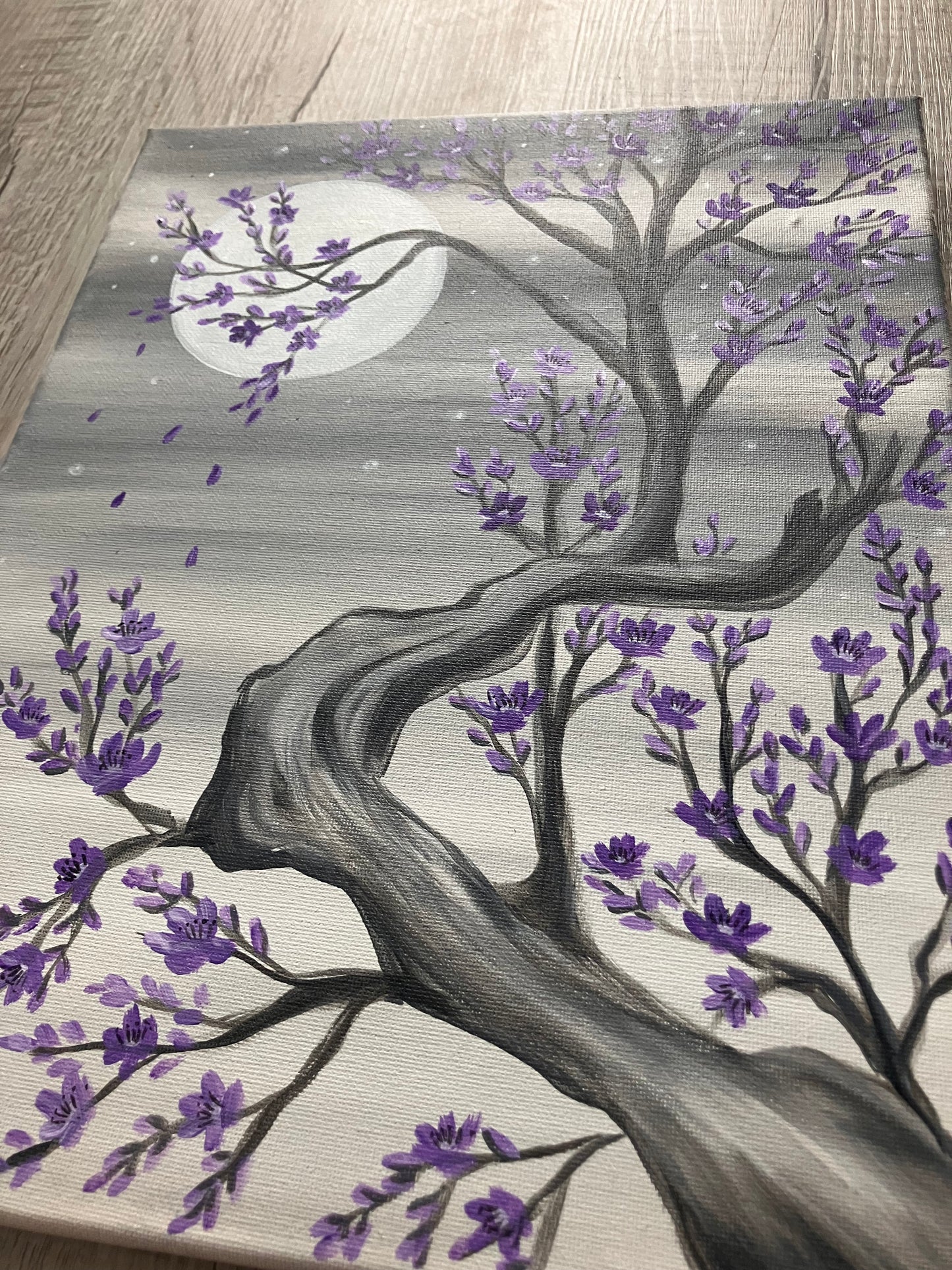 Purple cherry blossom painting