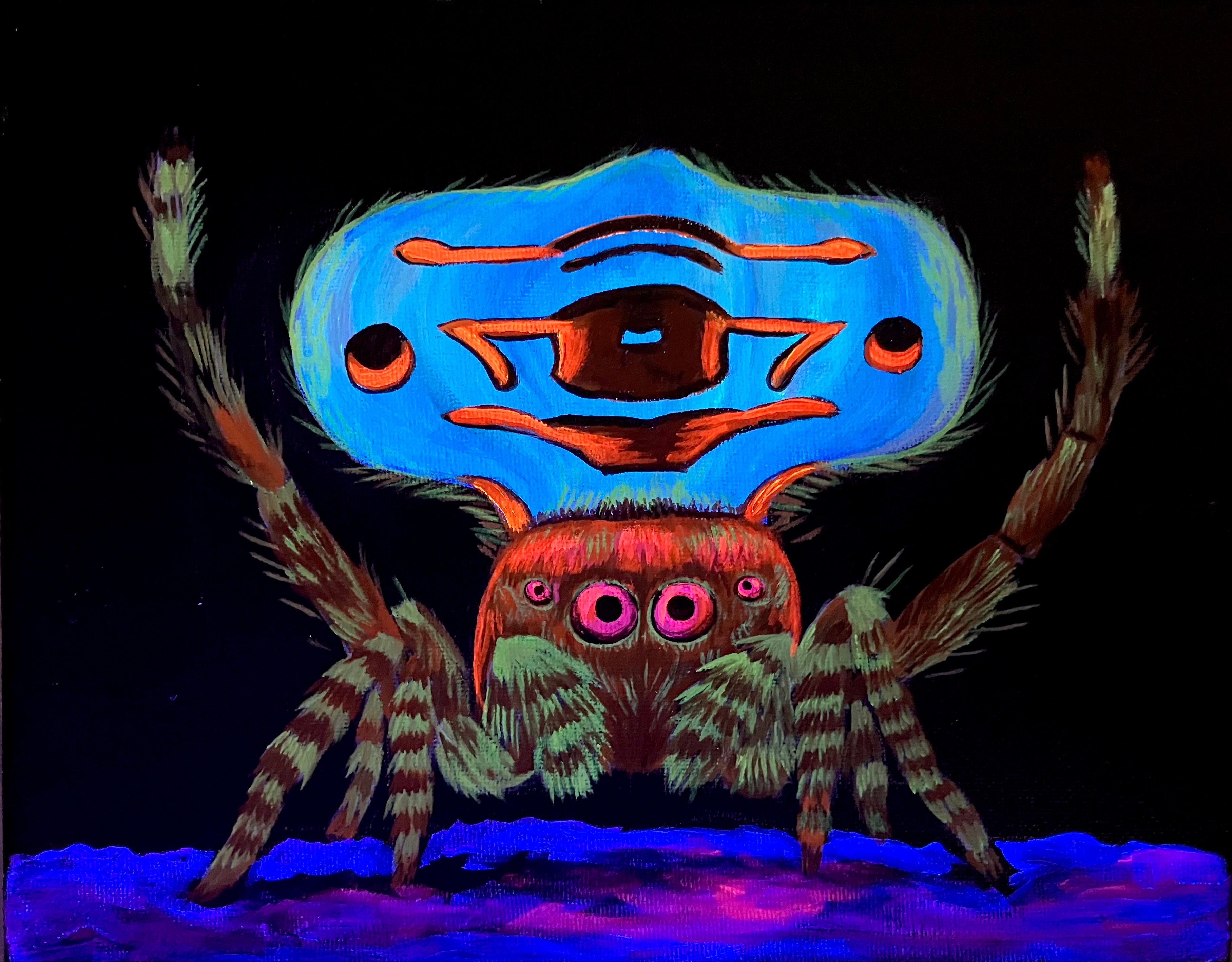Peacock jumping spider painting
