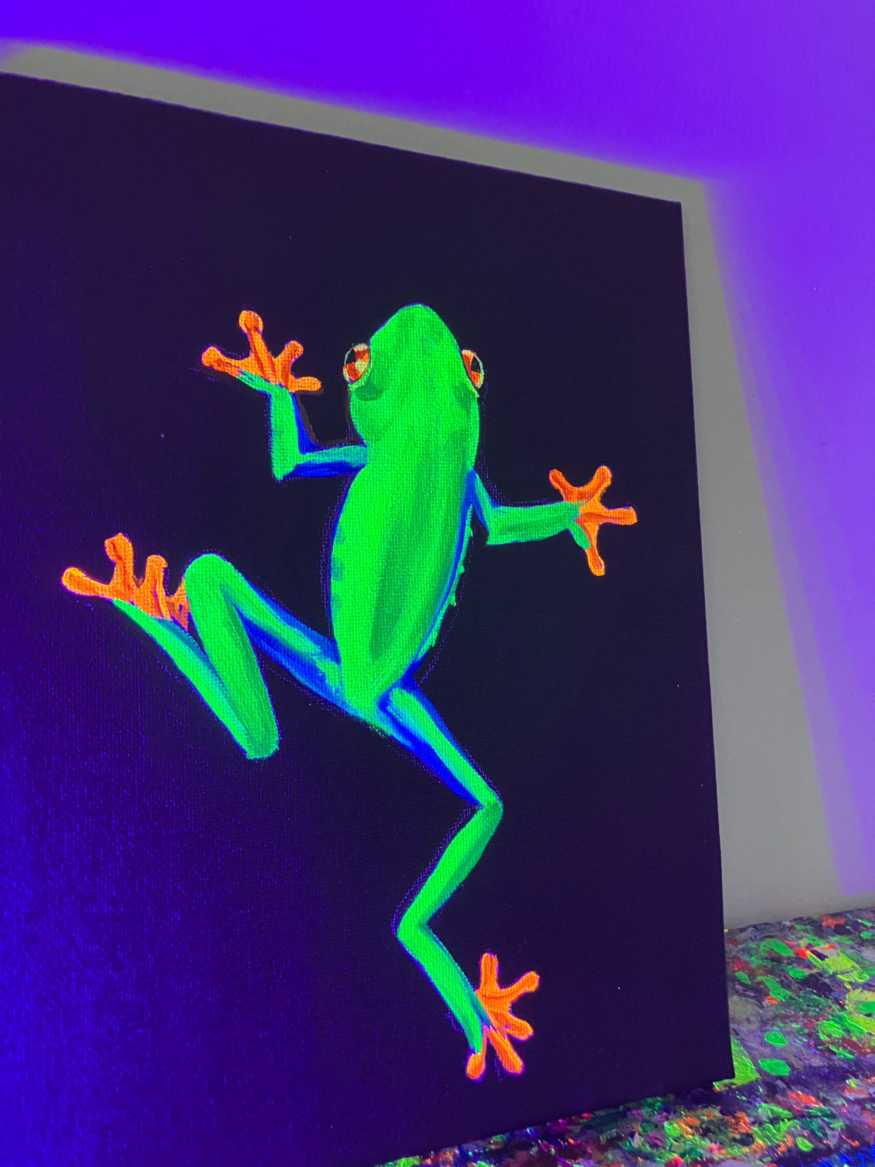 Red eyes tree frog original painting