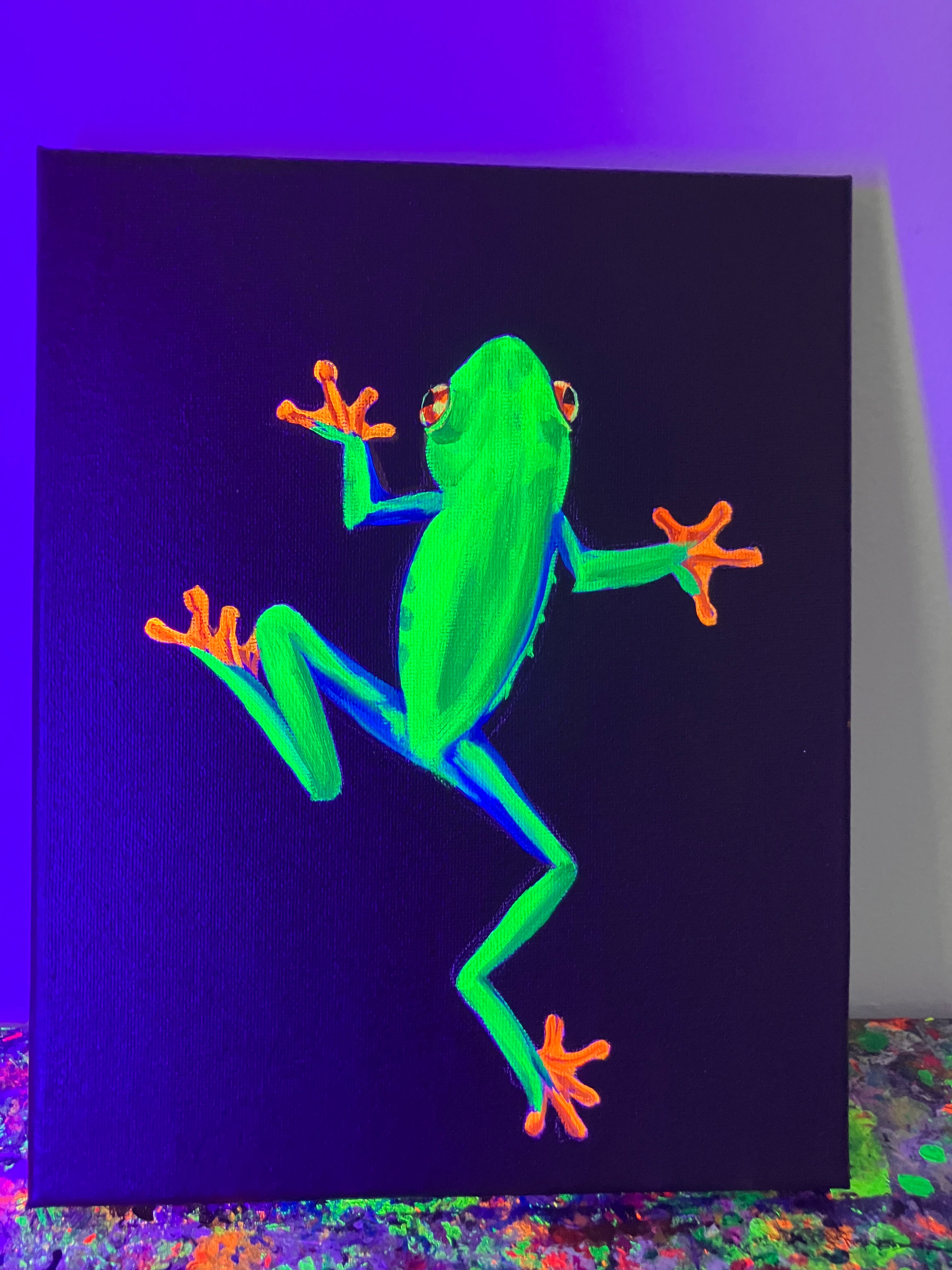 Red eyes tree frog original painting