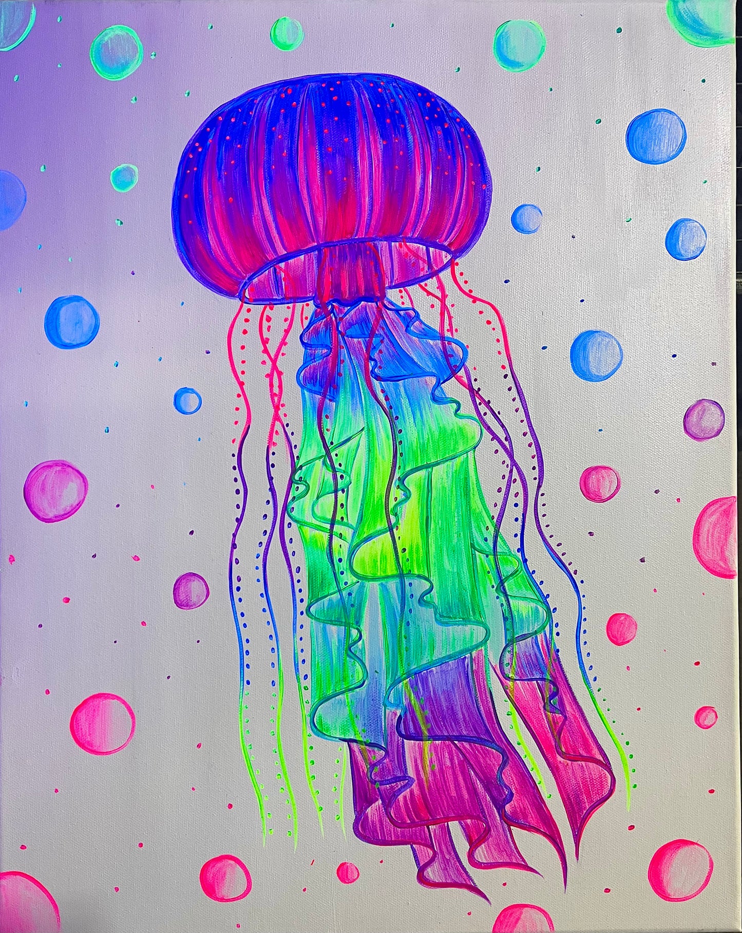 Rainbow jellyfish blacklight art