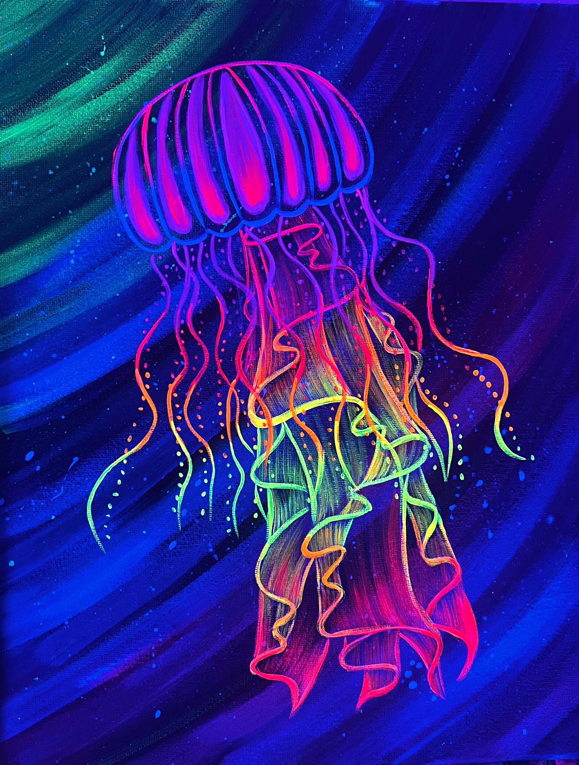 Jellyfish blacklight painting 