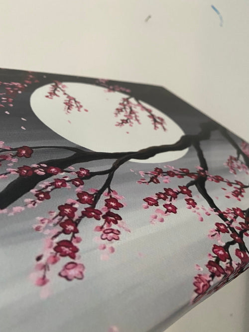 Cherry blossom moon side view