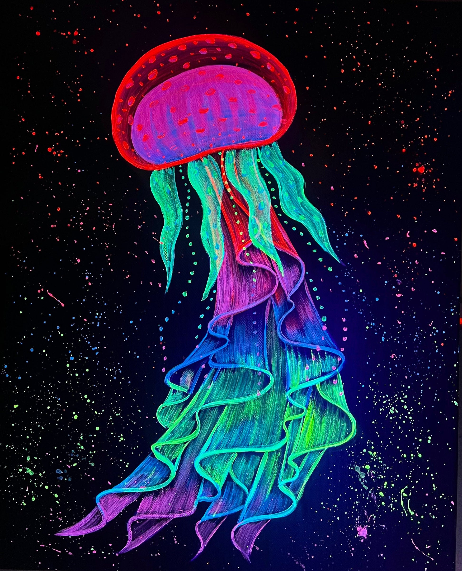 Psychedelic jellyfish neon art