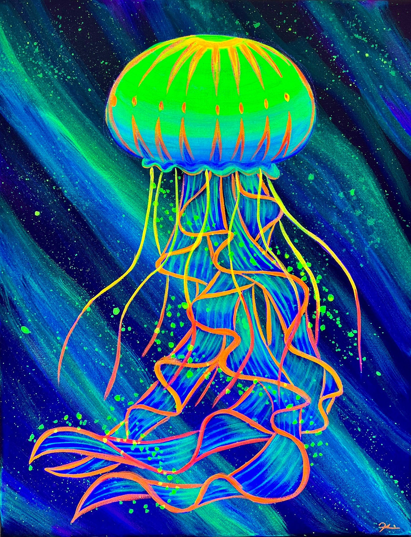 Blacklight jellyfish painting 