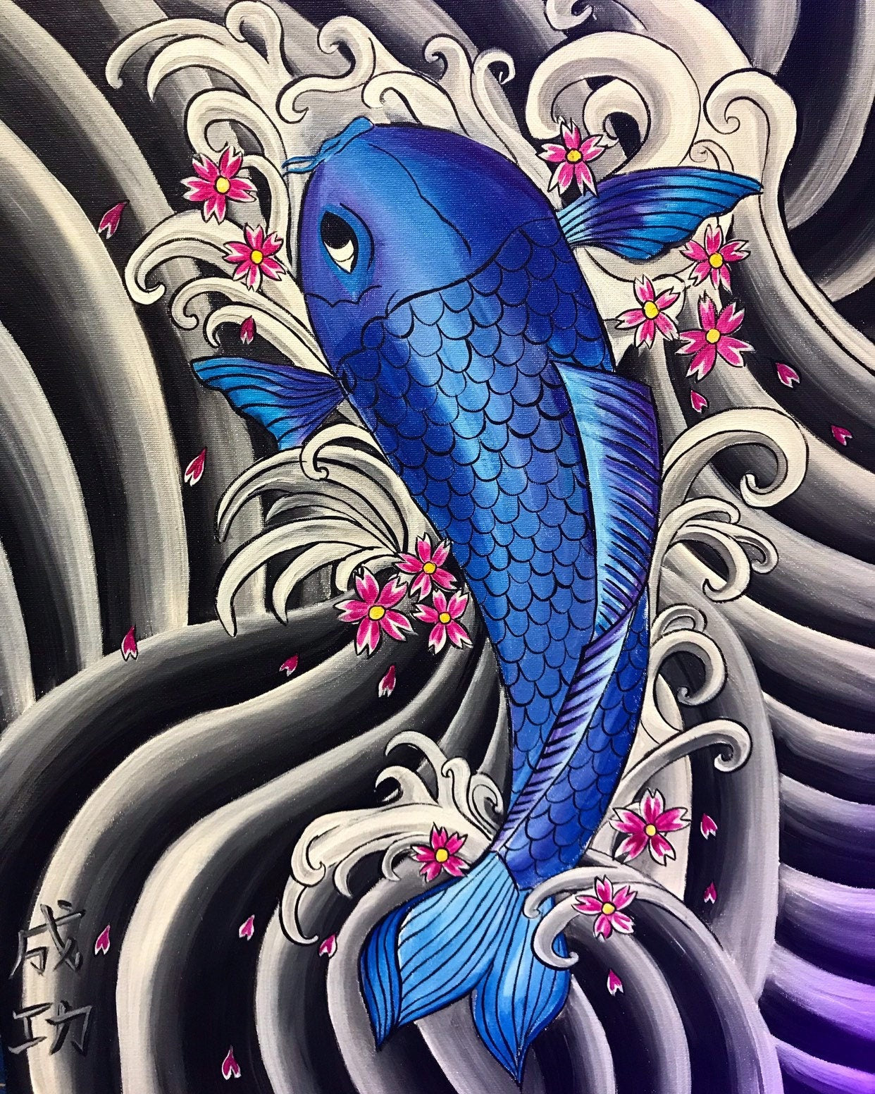 Koi fish art Japanese good luck 