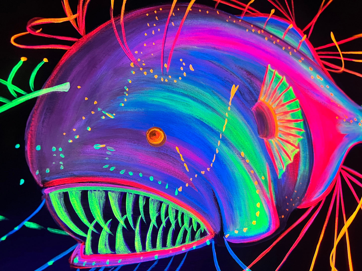 Original Blacklight Anglerfish painting