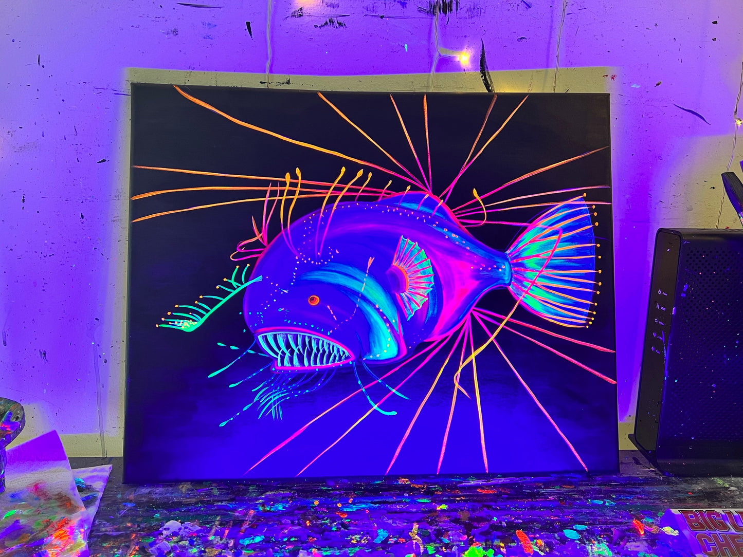 Original Blacklight Anglerfish painting
