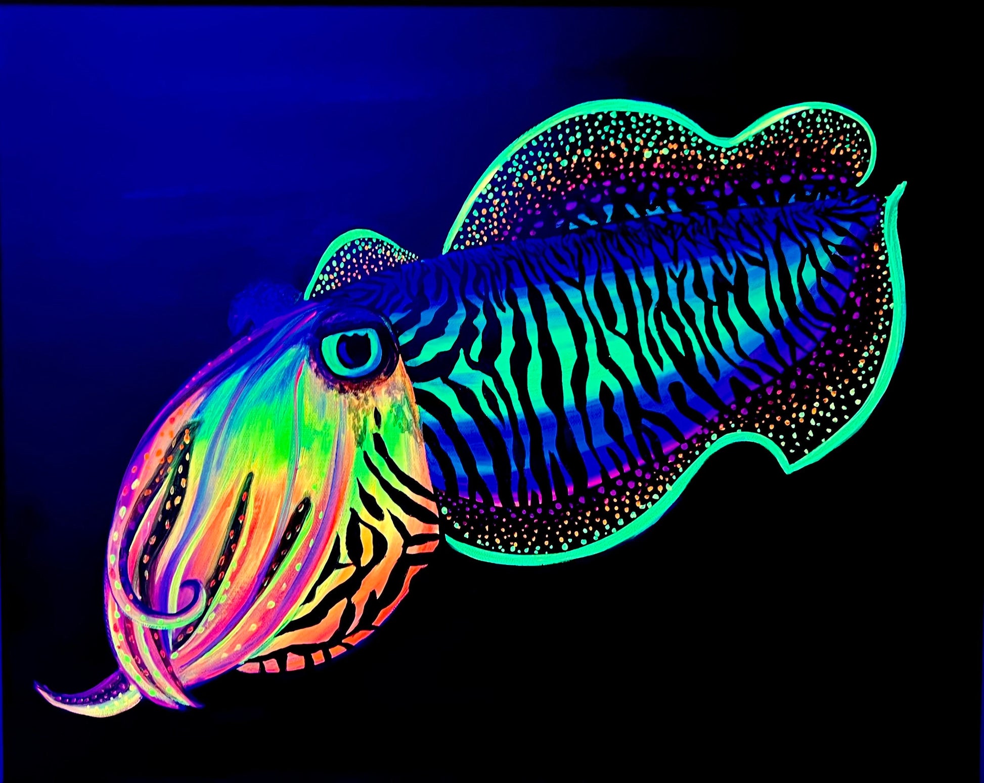 Cuttlefish black light psychedelic art
