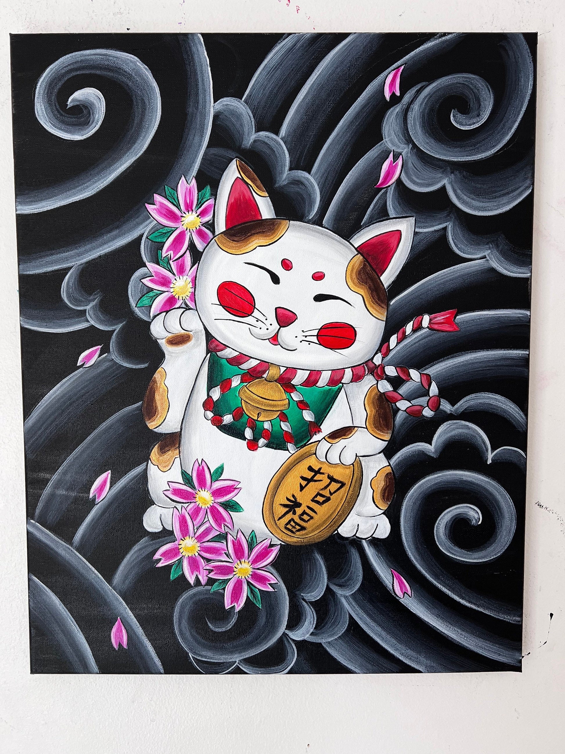 Maneki Neko painting Japanese cat