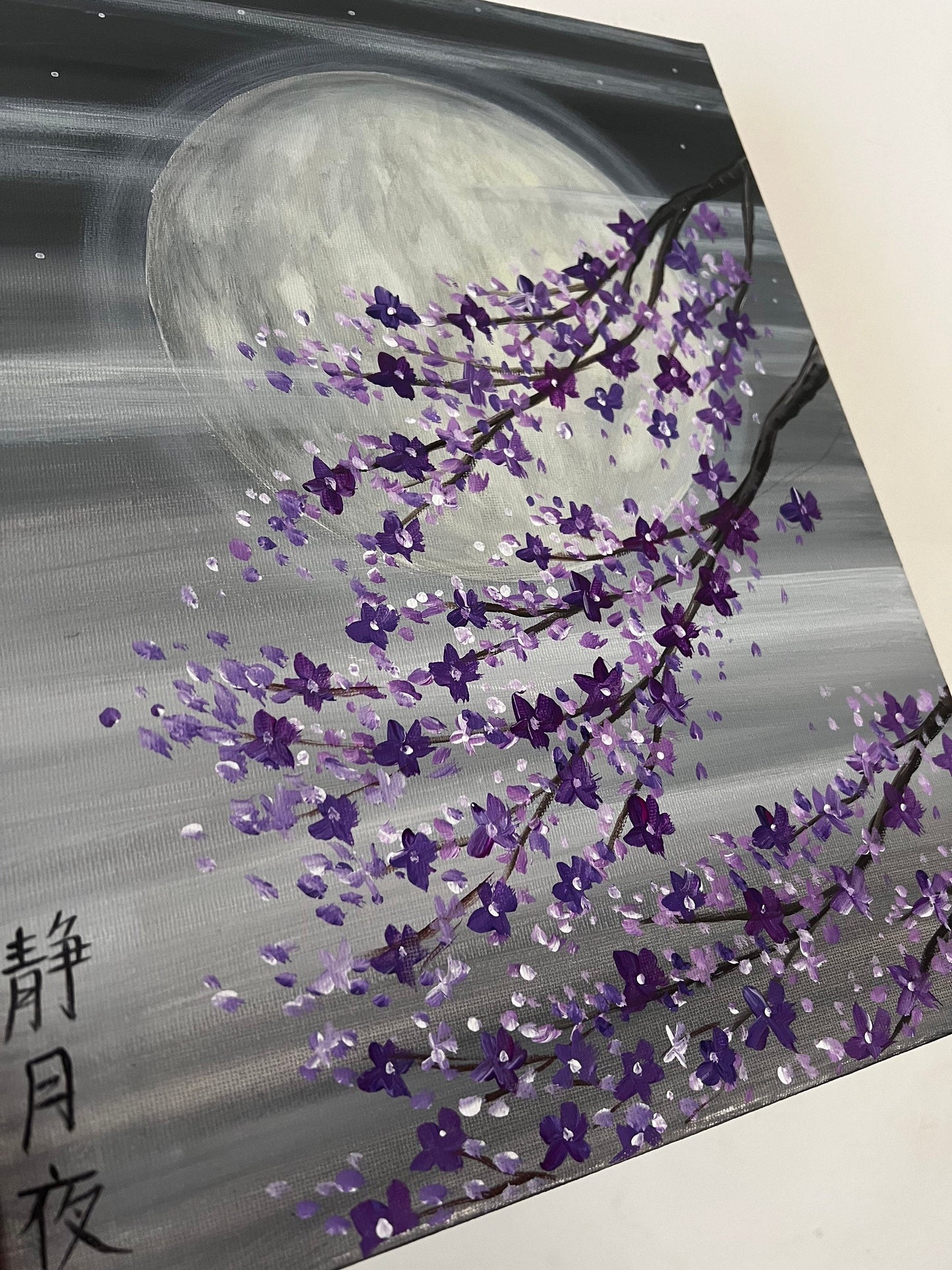 Japanese cherry blossom painting side view