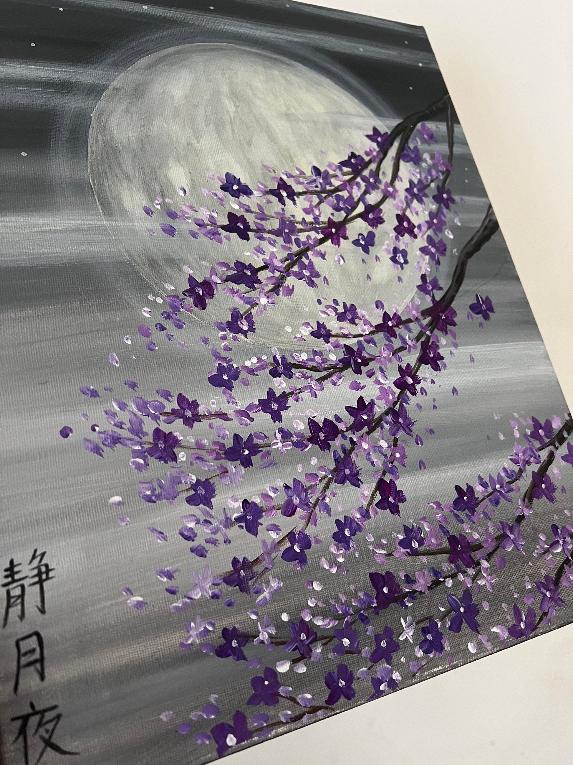Japanese cherry blossom painting side view